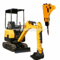 Hecho en China Miniexcavadora pequeña 1.8t 0.06cbm Excavadora sobre orugas de cangilones